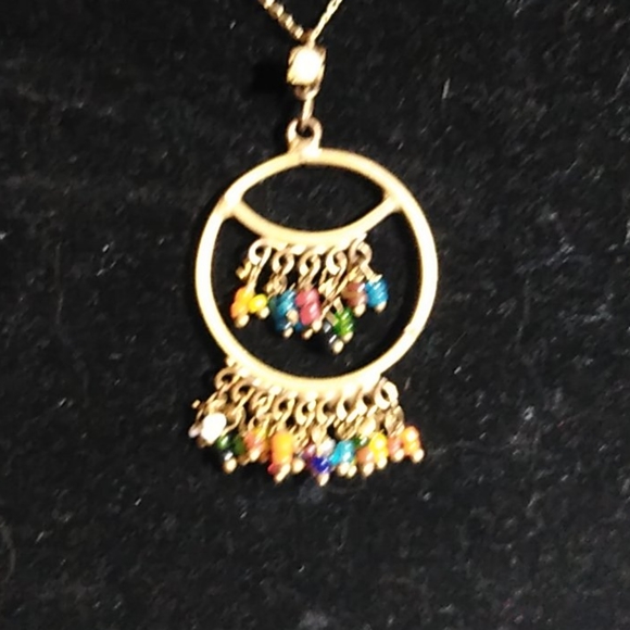 Vintage fringe colorful beaded necklace - Picture 3 of 6